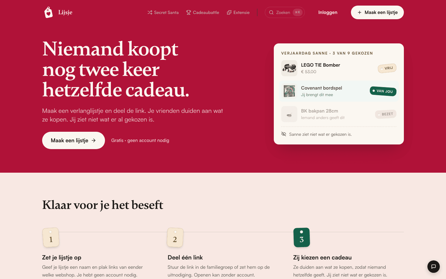 Lijsje.be: A wish list management application.