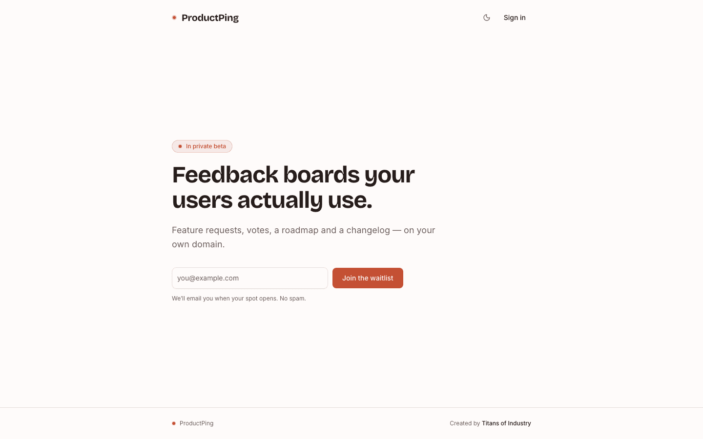 ProductPing.dev: A product board for collecting feedback and sharing updates.