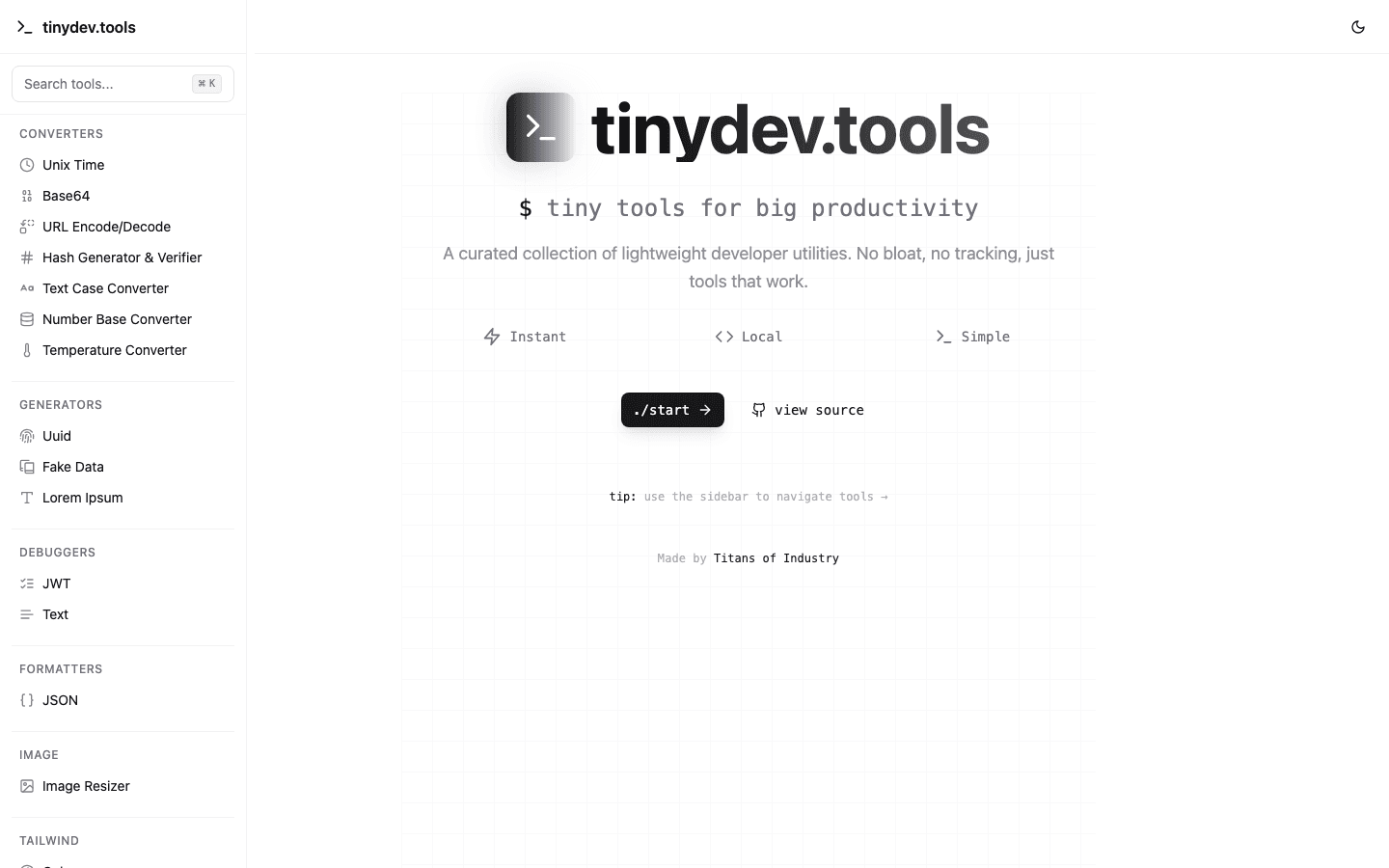 TinyDev.tools: Tiny but handy tools for developers.